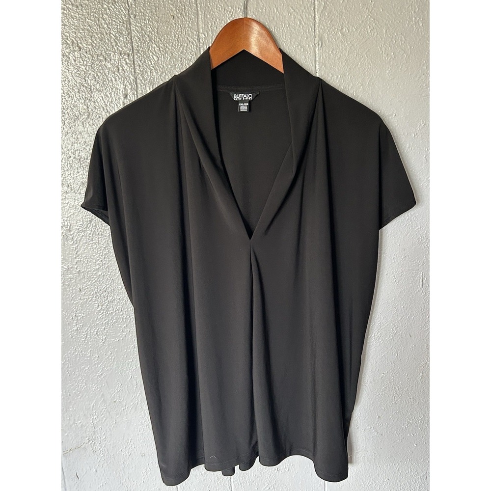 Women's Buffalo David Bitton Black Short Sleeve Blouse Size 2XL Office